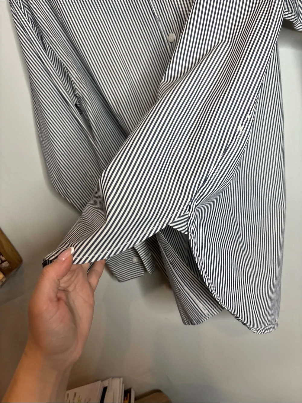 J.Crew Relaxed-Fit Crisp Cotton Poplin Shirt M Navy Stripe